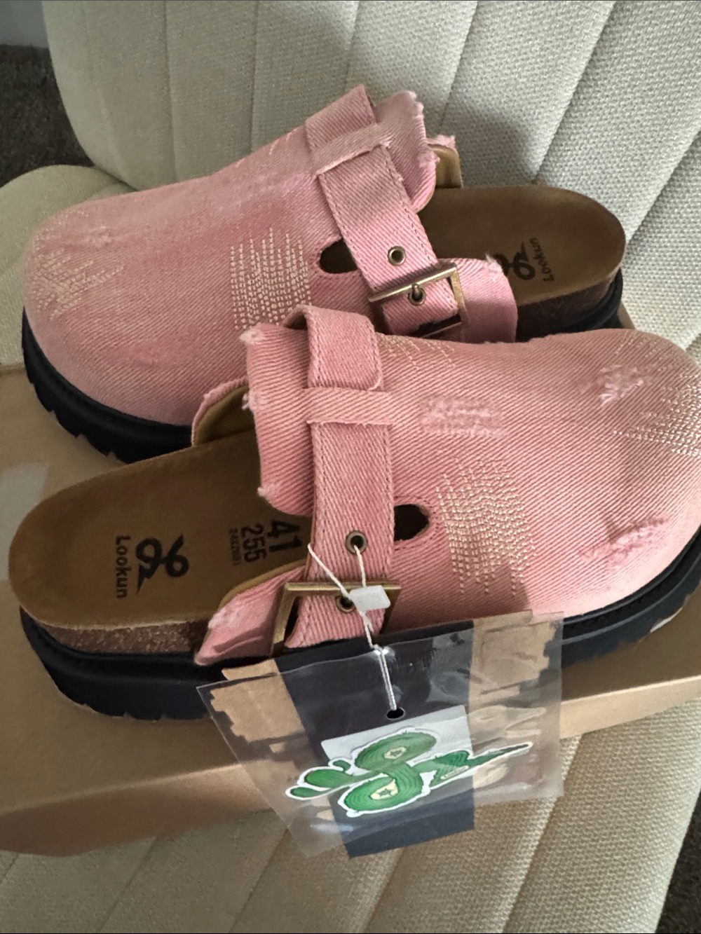 Pink Canvas Clog Mules with Adjustable Buckle